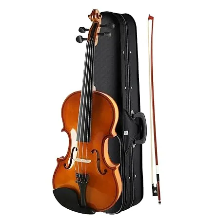 Kadence, Vivaldi 4-4 Violin With Bow, Rosin, Hard Case (Brown Glossy V001C)
